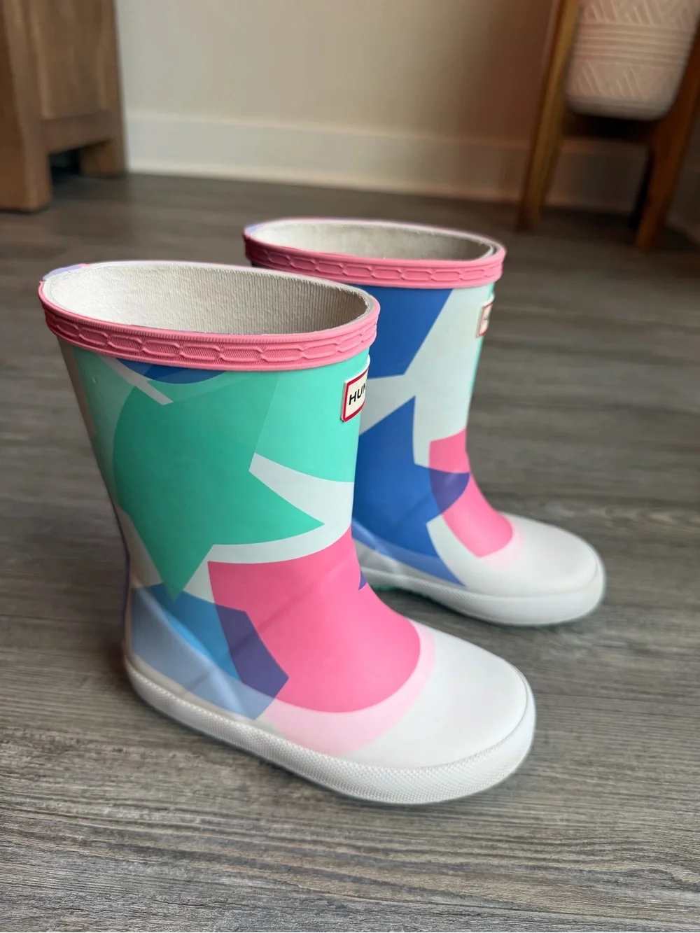 Hunter Kids Rain Boots in Pink, Blue, Mint & White